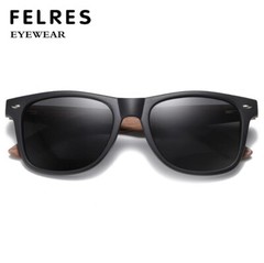 Wood Polarized Square Sunglasses For Men Women Wooden Temple Outdoor Glasses New