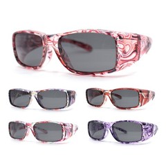 Polarized Womens Rhinestone 62mm Rectangle Fit Over Sunglasses Over Glasses