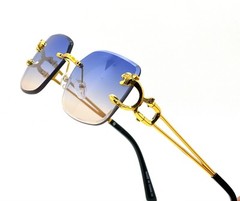 Men’s Rimless Gold Frame Elegant Hip Hop Square Clear Lens Retro Fashion Glasses