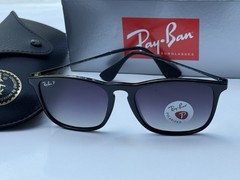 NEW Ray-Ban RB4187 601/T3 CHRIS Polish Black Polarized Grad Grey Sunglasses 54mm