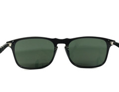 Persol Sunglasses 3059-S 95/31 Polished Black Rectangle Frames with Green Lenses