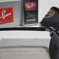 Ray-Ban RB3016 Sunglasses Clubmaster Classic Black Frame Glass Black Lens51-21mm