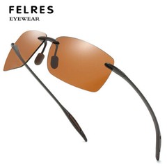 Rimless Polarized Square TR90 Sunglasses Men Lightweight Outdoor Driving Glasses