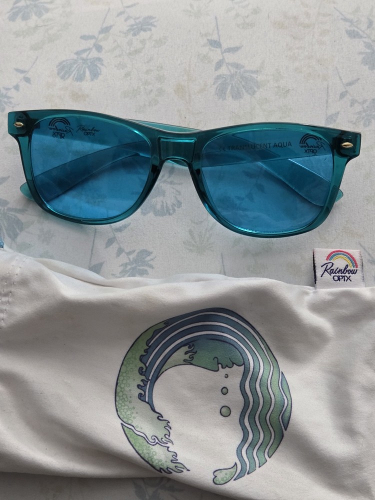 Rainbow Optx The Translucent – Serenity Aqua w/ Cloth Pouch Sunglasses UVA UVB