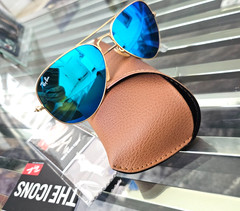 Ray-Ban Aviator RB3025 58MM AQUA Blue CRYSTAL Mirrored sunglasses GOLD FRAME