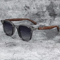 Retro Wood Grain Sunglasses UV Protection Square Frame Unisex Outdoor Eyewear