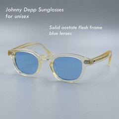 Brand Men classic blue sunglasses Women flesh glasses Johnny Depp blue glasses