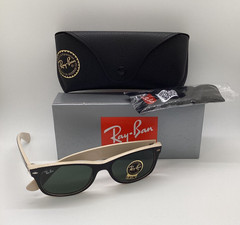 Ray Ban New Wayfarer (RB2132-875) Black on Beige 52mm/G-15 Green Sunglass