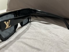 Louis Vuitton Men’s Square Sunglasses Black Frame Monogram Gray Tinted Logo
