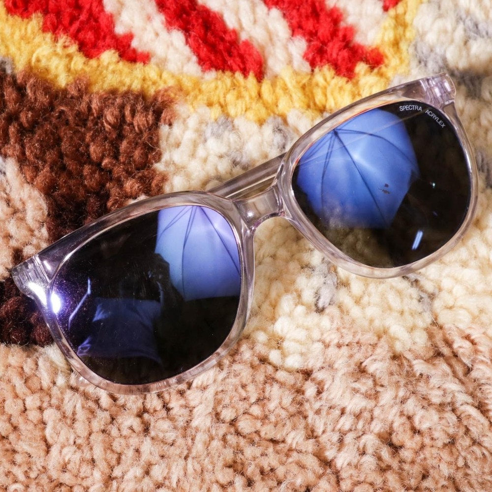 Vintage Bolle Acrylex 396 Sunglasses Clear Frame Blue Lens Made in France Ski