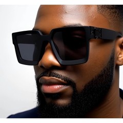 Oversized Square Black Sunglasses Men’s Bold Fashion Shades Thick Angular Gafas