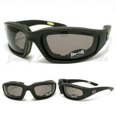 CHOPPERS BIKER WRAP GOGGLE Sunglasses FOAM PADDED LINING Soft Matt BLACK