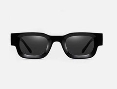 Men Sunglasses Hip Hop Style Classic Square Thick Frame Black and Blue Lens New