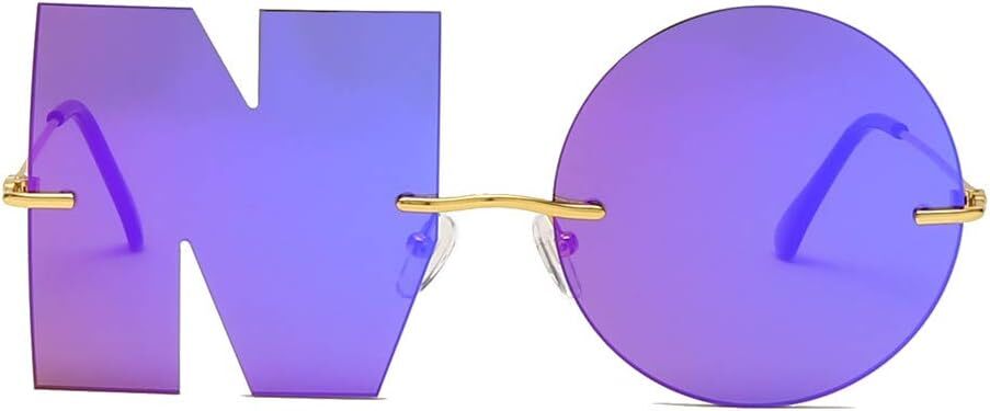 ENTHYI Letter NO Party Rimless Irregular Design Sunglasses For Men/Women…