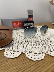 Ray-Ban RB3025 Aviator Gradient Gold Light Blue Sunglasses 62mm Unisex