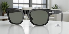 PERSOL PO3269S 95_58 Rectangle Black Green Polarized 52 mm Unisex Sunglasses