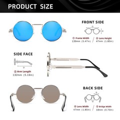 KINGSEVEN Polarized Steampunk Round Sunglasses Stainless Steel Vintage UV400 Uni