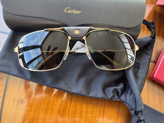 Cartier Santos de Cartier Polarized Grey Navigator Unisex Sunglasses CT0193S 001