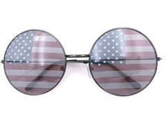American USA Flag Aviator Circle Lens Sunglasses US Stars Stripes 4th July UVA