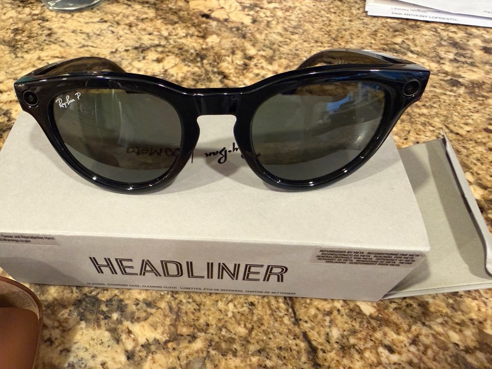 Ray-Ban Meta Headliner Gen 1 Shiny Black Polarized RW4009 601/9AAA Smart Glasses