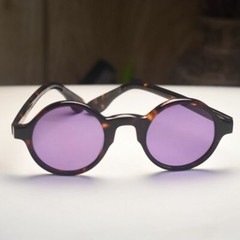 Vintage Johnny Depp purple sunglasses men’s tortoise round glasses purple lenses