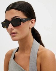 Prada PR27ZS Rectangular Sunglasses Havana Tortoise Brown Lens Unisex
