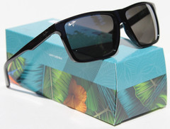 MAUI JIM Mamalu Bay POLARIZED Sunglasses 610-02 Gloss Black/Neutral Grey NEW