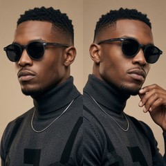 Stylish Retro Men Round Sunglasses Featuring Sleek Black Frames And Dark Lenses