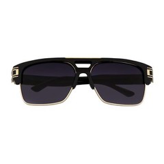 MONARCH – Square Semi-Rimless Two-Tone Metal Accent Black Gold Lavender Fade