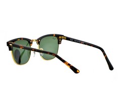 Ray-Ban Sunglasses RB3016 Clubmaster Classic Tortoise Frame Green Lenses 51mm