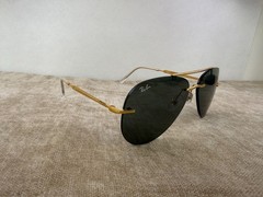 Ray-Ban RB3791 Gold Rimless Frame Solid Green Lens Pilot Sunglasses