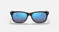 Ray-Ban RB2132 New Wayfarer Flash Sunglasses Black Blue Mirror 55-18-145 Unisex