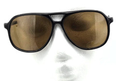 Vintage Black Top Bar Large Frame Sunglasses Amber/Brown Lens, UV protect. China