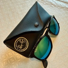 Ray-Ban RB4187F Chris Sunglasses Black Frame Blue Green Mirror Lenses