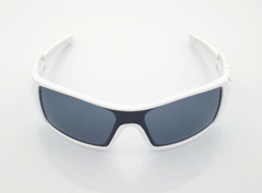Men’s Sports Wrap Rectangular Sunglasses Matte White Frame Dark Smoke Tint Lens