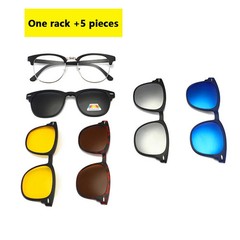 Magnetic Clip On Sunglasses Square Frame Polarized UV400 Adult Casual 6 in 1