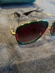 Gucci 0062S_003 Grey Gradient Lens Pilot Sunglasses – Green/Gold
