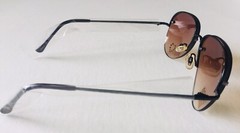 One SUNGLASSES UV400 100%UV Block Metal Black Frame+Lens D.Color+Crystal (M29)