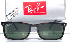NEW Ray Ban Polished BLACK with POLARIZED GREEN Lens Sunglass RB 4435 901