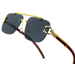 Mens Sunglasses Hip Hop Quavo Migos Rimless Gold SQUARE Frame Diamond Cut Lens