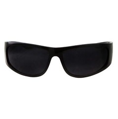 Super Dark Lens Black Sunglasses | Biker Style Rider | Wrap Around Frame | Shiny