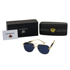 Maybach Rimless Round Metal Aviator Sunglasses Gold Frame Dark Smoke MH16