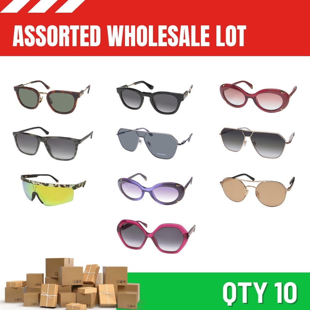 WHOLESALE ASSORTED LOT 10 POLICE SUNGLASSES liquidation fashion modern authentic