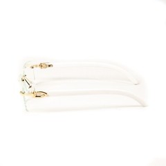 White Wood Grain Rimless Clear Lens Rectangular Gold Frame Clear Glasses