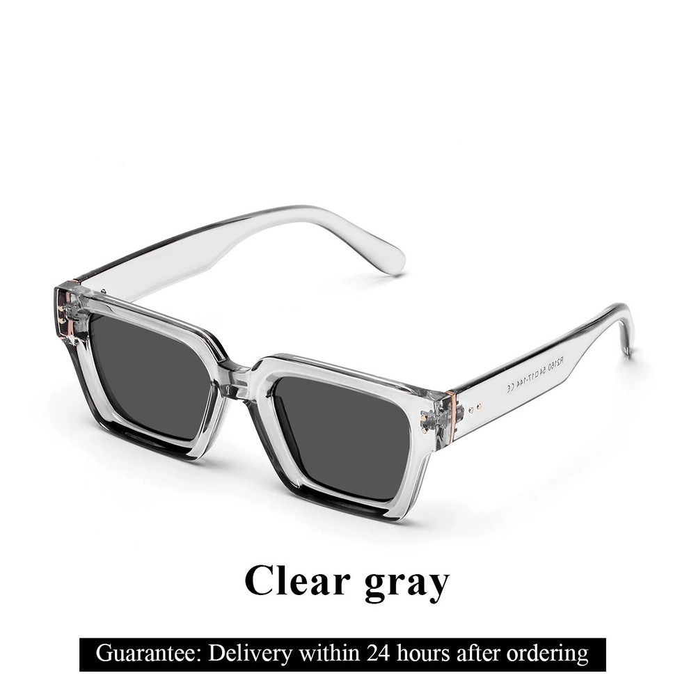 Retro Square Sunglasses UV400 Black Fashion Eyewear for Men Women