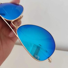 RAY-BAN RB3026, aviator sunglasses ,Gold Frame/Large 62mm Ice Blue Lens