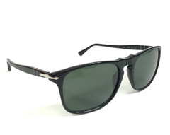 Persol Sunglasses 3059-S 95/31 Polished Black Rectangle Frames with Green Lenses