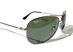 NEW Ray Ban Polished Gunmetal POLARIZED Green lens Sunglass RB 3293 004/9A
