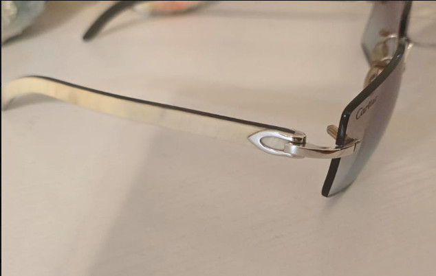 Cartier Rimless Sunglasses for Men, Buffalo Horn Temples, Gradient Lenses