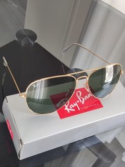 RAY-BAN RB3026, aviator sunglasses , Gold Frame/Large 62mm blackish green Lens